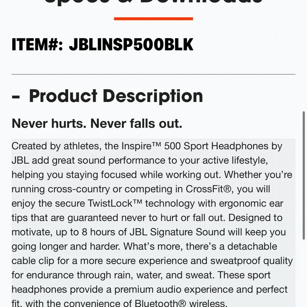JBL Inspire 500 Black Wireless Headphones